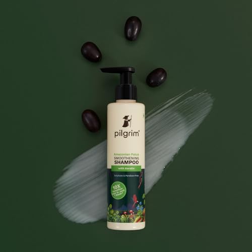Pilgrim Patuá & Keratin Hair SMOOTHENING SHAMPOO for Dry & Frizzy hair | Sulphate & Paraben free shampoo for Women & Men | Shampoo for hair Smoothening & healthy scalp | 200 ml Shampoo from Pilgrim