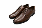Trueman's London Men’s Semi Brogue Derby Shoe | Crust Leather - Brown
