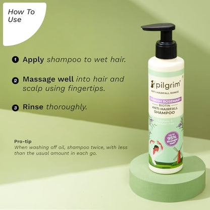 Pilgrim Spanish Rosemary & Biotin Anti Hairfall Shampoo for Reducing Hair Loss & Breakage | Upto 95% stronger hairs | Suitable for all hair types | For Men & Women 200ml shampoo and conditioner from Pilgrim