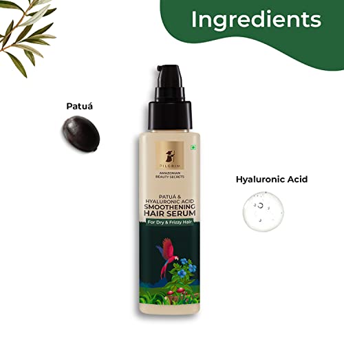 PILGRIM Amazonian Patuá & Hyaluronic Acid Smoothening Hair Serum For Dry & Frizzy Hair, Serum For Hair Smoothening, Hydrates & Detangles, Smoothens Rough Ends, Hair Serum For Unisex, 100ml hair serum from Pilgrim
