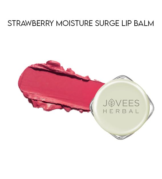 Jovees Herbal Strawberry Moisture Surge Lip Balm | 24 Hour Hydration | Rejuvenates Dry and Chapped Lips | Gives Soft & Shiny Lips 8g  from JOVEES