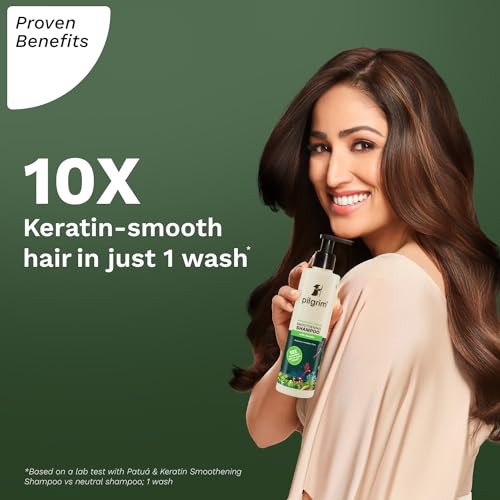 Pilgrim Patuá & Keratin Hair SMOOTHENING SHAMPOO for Dry & Frizzy hair | Sulphate & Paraben free shampoo for Women & Men | Shampoo for hair Smoothening & healthy scalp | 200 ml Shampoo from Pilgrim