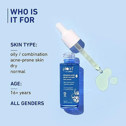 Plum 2% Encapsulated Salicylic Acid Face Serum | Fights Active Acne | Regulates Sebum | Controls Oil | Calms & Soothes Inflammation | Lightweight & Quick-absorbing | 100% Vegan | 30 ml  from Plum