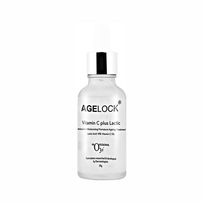 O3+ Agelock Vitamin C Lactic Acid Serum for Face Exfoliation, Anti Ageing, Moisturising & Whitening All Skin Types, 30g  from O3+