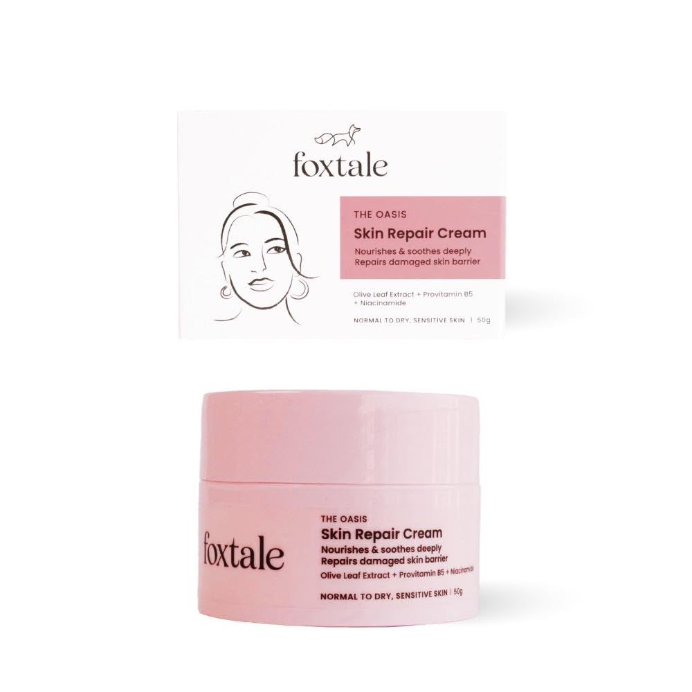 Foxtale Skin Repair Cream with Olive Leaf Extract, Provitamin B5 and Niacinamide for Dry and Sensitive Skin Types, Men & Women, 50g  from FoxTale