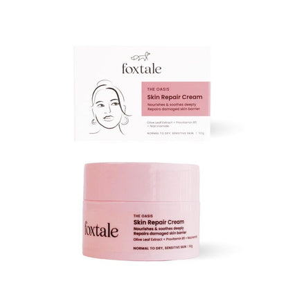 Foxtale Skin Repair Cream with Olive Leaf Extract, Provitamin B5 and Niacinamide for Dry and Sensitive Skin Types, Men & Women, 50g  from FoxTale