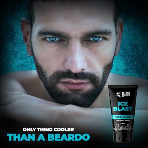 BEARDO Ice Blast Cooling Facewash for Men, 100 ml | INSTANT Icy freshness | Aloe Vera Face wash, Vitamin E & Menthol for cool lock technology | Refreshing & Hydrating facewash face Wash from BEARDO
