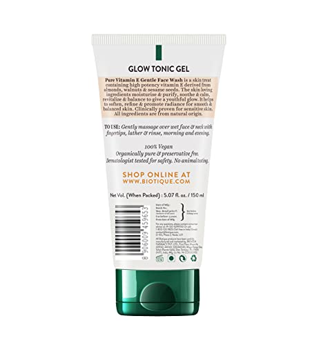 Biotique Advanced Organics Glow Tonic Gel Pure Vitamin E Gentle Face Wash 150Ml face Wash from Biotique