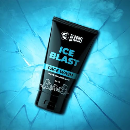BEARDO Ice Blast Cooling Facewash for Men, 100 ml | INSTANT Icy freshness | Aloe Vera Face wash, Vitamin E & Menthol for cool lock technology | Refreshing & Hydrating facewash face Wash from BEARDO