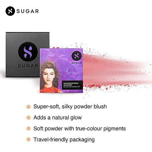 SUGAR Cosmetics Contour De Force Mini Blush for Face | Face Blusher for Face Makeup | Smooth Texture | Matte & Blendable | Paraben & Cruelty Free | 4gm | Salmon Superstar (Warm Peach Blush)  from SUGAR Cosmetics