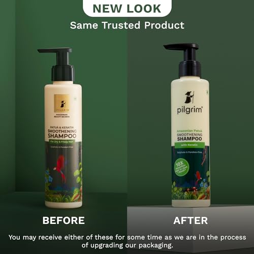 Pilgrim Patuá & Keratin Hair SMOOTHENING SHAMPOO for Dry & Frizzy hair | Sulphate & Paraben free shampoo for Women & Men | Shampoo for hair Smoothening & healthy scalp | 200 ml Shampoo from Pilgrim