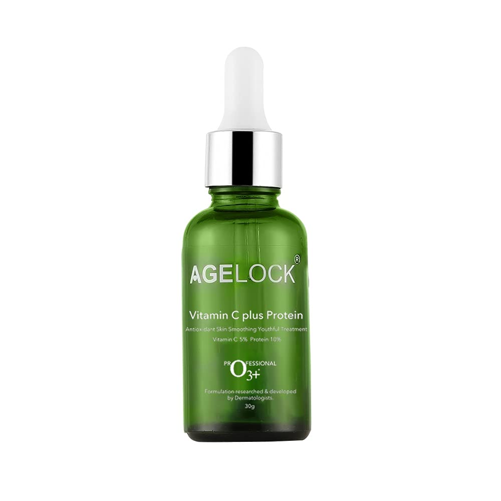 O3+ Agelock Vitamin C Protein Serum Antioxidant Anti-ageing Fine Lines & Wrinkle Removal Skin Smoothing for All Skin Types, 30g  from O3+