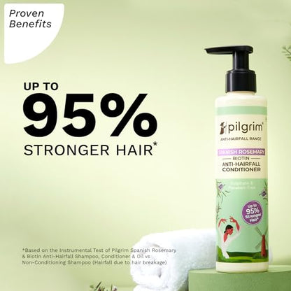 Pilgrim Spanish Rosemary & Biotin Anti Hairfall Conditioner for Reducing Hair Loss & Breakage | Upto 95% stronger hairs | Suitable for all hair types | For Men & Women 200ml conditioner from Pilgrim