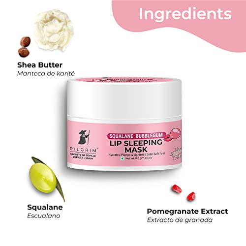 Pilgrim Spanish Squalane Lip Sleeping Mask (Bubblegum) For Unisex for Soft Lips For Perfect Pout With Shea Butter & Pomegranate For Hydrated & Soft Lips, 8g - Pink sleeping mask from Pilgrim