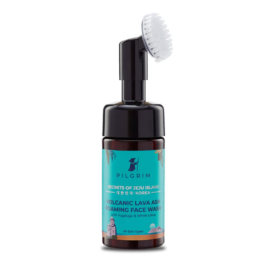Pilgrim Korean Volcanic Lava Ash Foaming Face Wash with Built In Brush for Deep Cleansing | Korean Skin Care Products | 100% Safe on All Skin Types | For Men & Women | SLS & Paraben Free | 120 ml face Wash from Pilgrim
