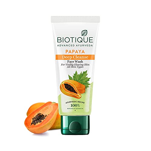 Biotique Papaya Deep Cleanse Face Wash | Gentle Exfoliation | Visibly Glowing Skin | 100% Botanical Extracts| Suitable for All Skin Types | 150ml face Wash from Biotique