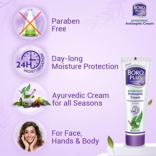 Boroplus Antiseptic Cream Provides 24Hrs Moisturisation Ayurvedic Cream For All Aeasons Hand Cream, Body Cream & Face Cream, Moisturises Dry Skin With Goodness Of Neem, Tulsi And Aloe Vera, 120Ml  from BOROPLUS