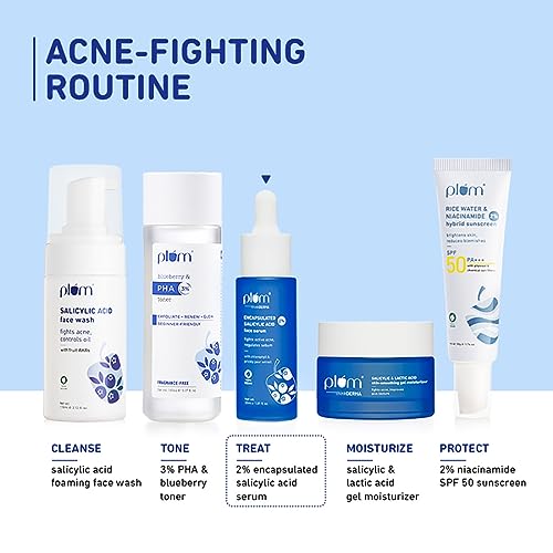 Plum 2% Encapsulated Salicylic Acid Face Serum | Fights Active Acne | Regulates Sebum | Controls Oil | Calms & Soothes Inflammation | Lightweight & Quick-absorbing | 100% Vegan | 30 ml  from Plum