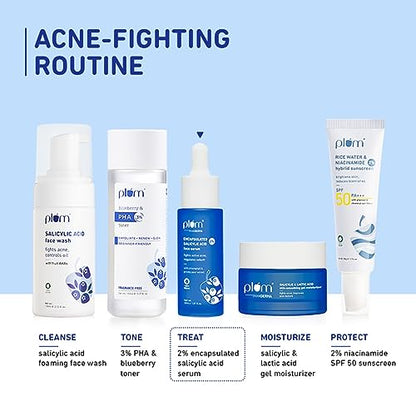 Plum 2% Encapsulated Salicylic Acid Face Serum | Fights Active Acne | Regulates Sebum | Controls Oil | Calms & Soothes Inflammation | Lightweight & Quick-absorbing | 100% Vegan | 30 ml  from Plum