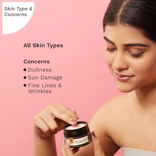 PILGRIM French Red Vine Face Cream with SPF 30 Sunscreen, Rosehip Oil & Vit C For Anti Ageing, Sun Protection PA+++, Daily Use, Dry, Oily, Combination Skin, Men & Women, 50g Face Cream from Pilgrim