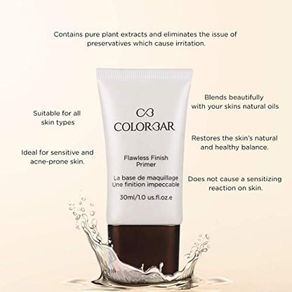 Colorbar Cosmetics Flawless Finish Primer 30 ml, Transparent |Moisturizes Skin | Gel based light weight formula |Provides Radiant & Smooth Finish primer from Colorbar