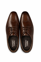 Trueman's London Men’s Semi Brogue Derby Shoe | Crust Leather - Brown