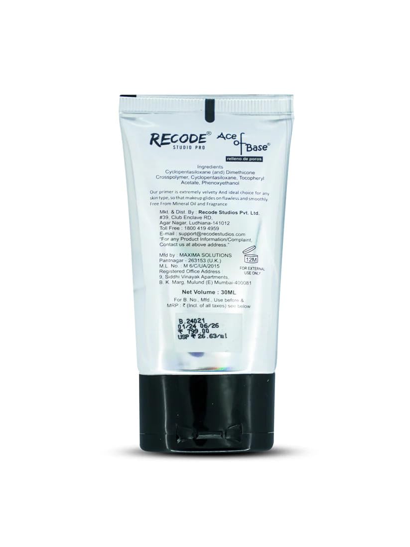 Recode Makeup Ace of Base Primer for Oily Skin & Dry Skin, Extremely Lightweight & Silky Smooth On Skin, Primer for Face Makeup, Face Primer for Women & Girls, For All Skin Types, 30ml  from recode