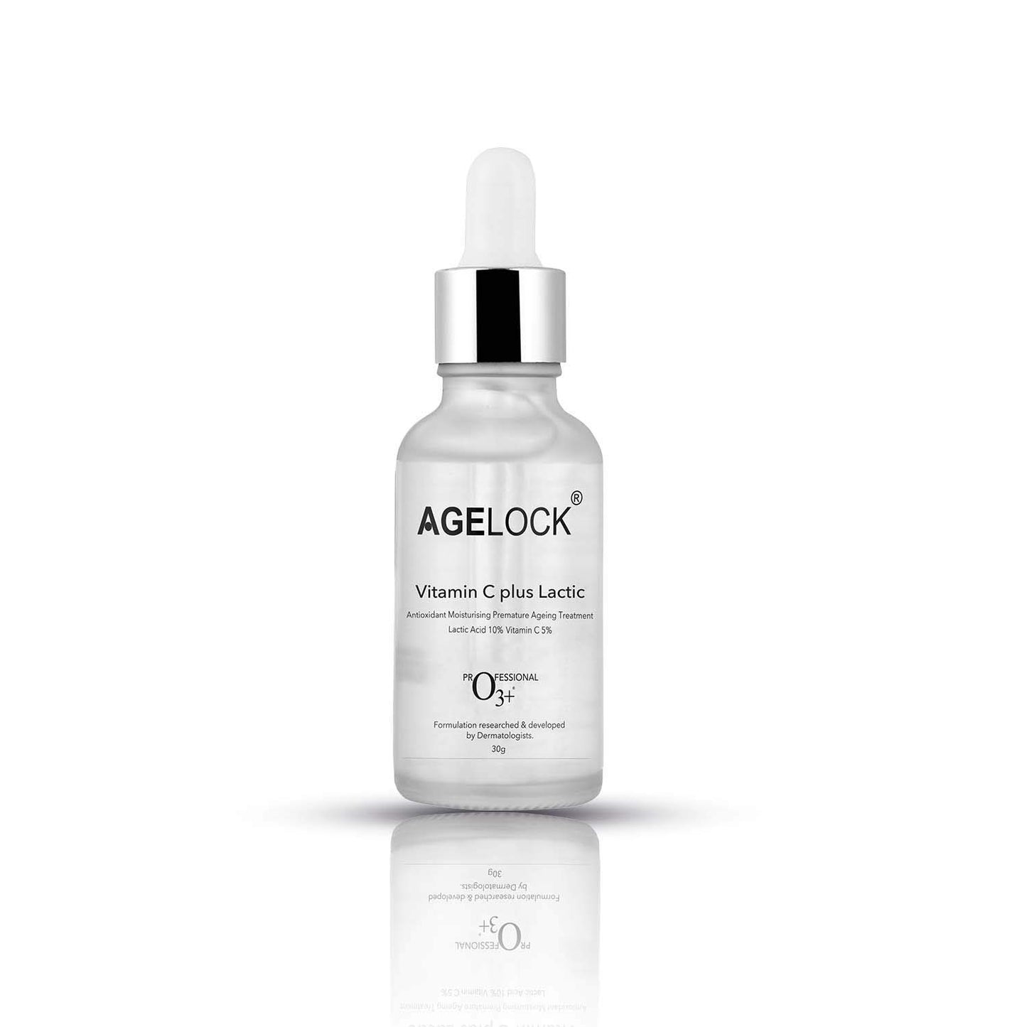 O3+ Agelock Vitamin C Lactic Acid Serum for Face Exfoliation, Anti Ageing, Moisturising & Whitening All Skin Types, 30g  from O3+