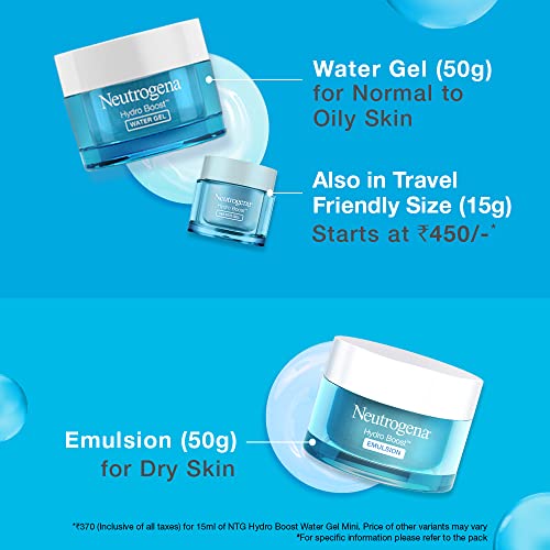 Neutrogena Hydro Boost Hyaluronic Acid Face Moisturizer 15ml | 24 hours long lasting Hydration | Oil free non sticky light water gel fast absorbing| Daily use | All Skin Types | For Men & Women 15ml  from Neutrogena