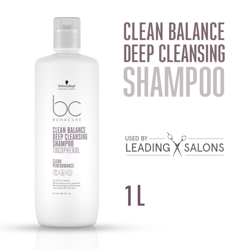 Schwarzkopf Professional Bonacure Clean Balance Deep Cleansing Shampoo with Tocopherol | For All Hair Types - 1L  from Schwarzkopf Professional