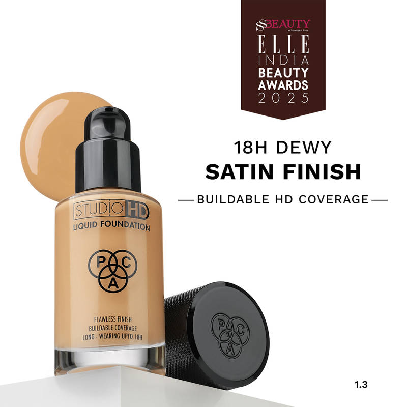 PAC Studio HD Liquid Foundation - Lightweight Dewy Satin Finish, Medium to Buildable Coverage