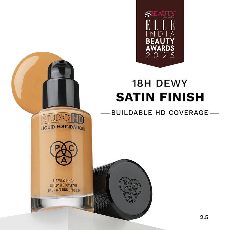 PAC Studio HD Liquid Foundation - Lightweight Dewy Satin Finish, Medium to Buildable Coverage