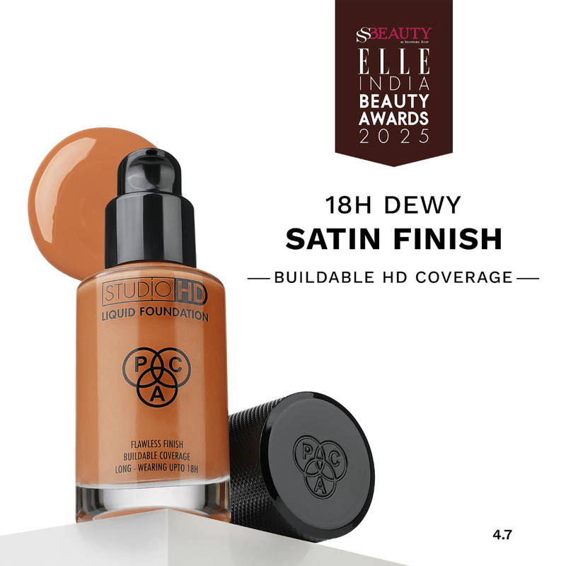 PAC Studio HD Liquid Foundation - Lightweight Dewy Satin Finish, Medium to Buildable Coverage
