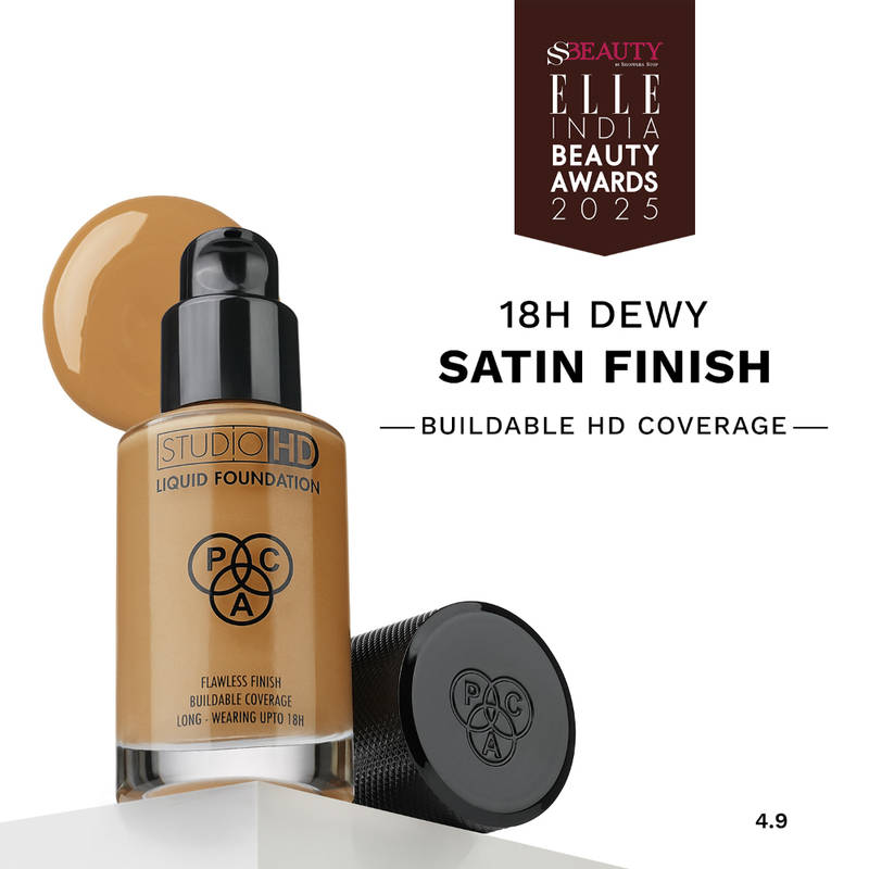 PAC Studio HD Liquid Foundation - Lightweight Dewy Satin Finish, Medium to Buildable Coverage