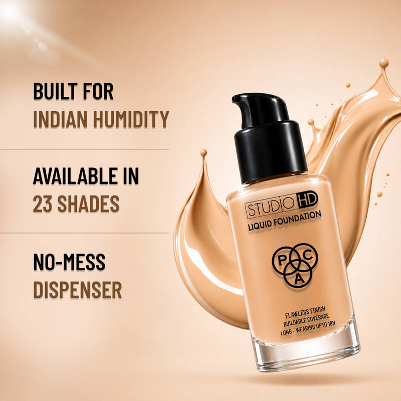 PAC Studio HD Liquid Foundation - Lightweight Dewy Satin Finish, Medium to Buildable Coverage