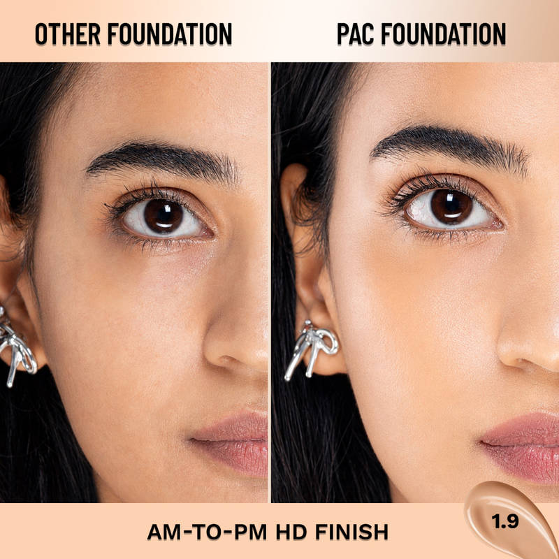 PAC Studio HD Liquid Foundation - Lightweight Dewy Satin Finish, Medium to Buildable Coverage