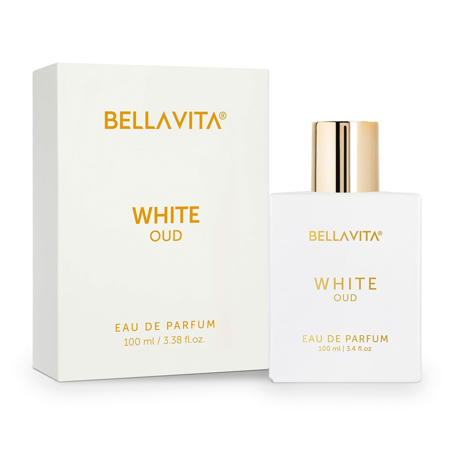 BELLAVITA White Oud 100ml | Long Lasting Unisex Perfume | Perfume for Man and Woman | Eau De Parfum | Orange, Patchouli, Musk | Oud, Citrus & Spicy Premium Fragrance