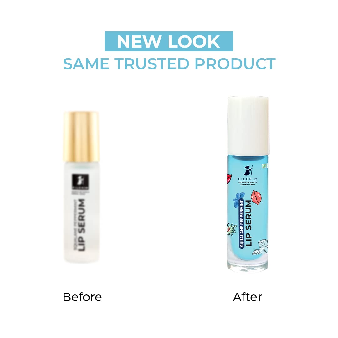 Pilgrim Spanish Squalane Lip Serum with roll-on for Visibly Plump Lips | Hydrating Lip serum for dark lips |Lip serum with Shea Butter & Pomegranate for plump & soft lips |Men & Women |6 ml lip serum from Pilgrim
