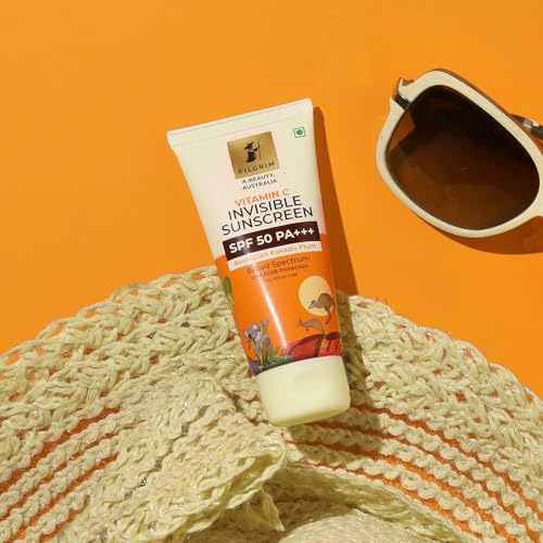 Pilgrim Vitamin C Invisible Sunscreen SPF 50 PA+++ for women & men with Australian Kakadu Plum | Broad spectrum, UVA/UVB Protection, Lightweight Gel | No White Cast | All Skin Types | 45ml sunscreen from Pilgrim