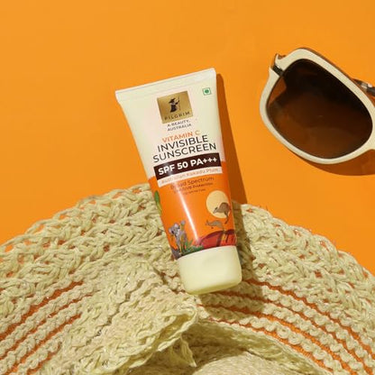 Pilgrim Vitamin C Invisible Sunscreen SPF 50 PA+++ for women & men with Australian Kakadu Plum | Broad spectrum, UVA/UVB Protection, Lightweight Gel | No White Cast | All Skin Types | 45ml sunscreen from Pilgrim