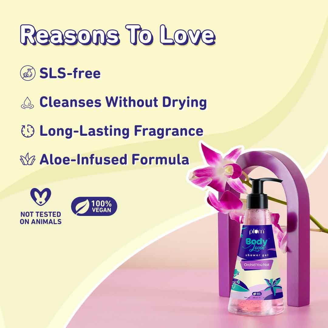 Plum BodyLovin' Orchid-You-Not Shower Gel | SLS-Free Body Wash For Women | Long Lasting Fresh Floral Fragrance | Aloe-Infused Nourishing Body Cleanser For Soft & Smooth Skin (240 ml)  from Plum