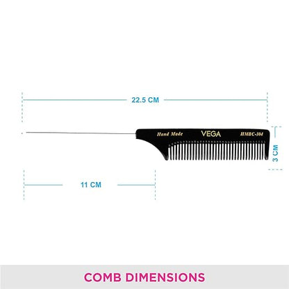 Vega Tail Hair Comb (India's No.1* Hair Comb Brand)with Steel Pin For Women, (HMBC-304) Vega Tail Hair Comb from vega
