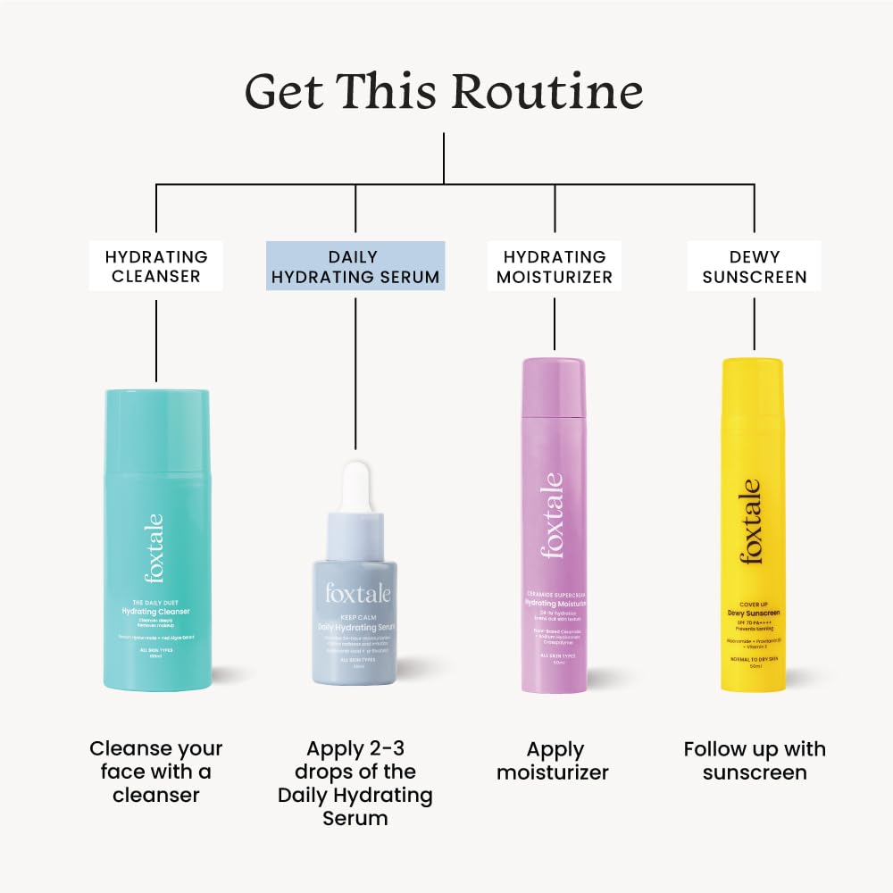 Foxtale Hyaluronic Acid Serum for Plump, Glowing Skin with Vitamin B5, Betaine | Intense 24-Hour Hydration, Brightening | Reduction in Fine Lines & Inflammation | For Dry, Sensitive Skin | Men & Women - 30 ml  from FoxTale