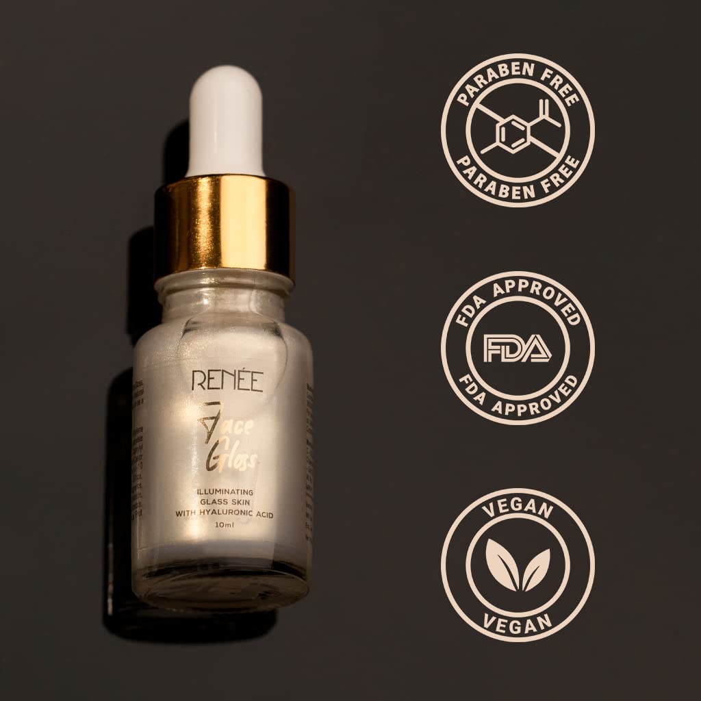 RENEE Face Gloss Primer Serum with Hyaluronic Acid Gold 10ml| Nourishes & Brightens Skin| Lightweight, Non Greasy| Soothes & Hydrates Skin  from RENEE