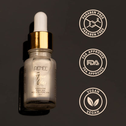 RENEE Face Gloss Primer Serum with Hyaluronic Acid Gold 10ml| Nourishes & Brightens Skin| Lightweight, Non Greasy| Soothes & Hydrates Skin  from RENEE