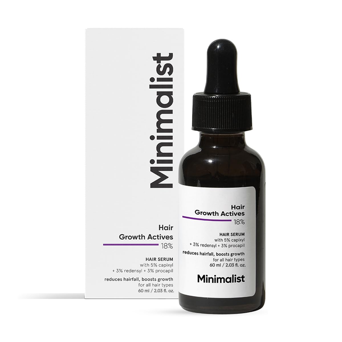Minimalist Hair Growth Serum With 3% Redensyl, 3% Anagain, 3% Procapil, 5% Capixyl & 4% Baicapil 18% Hair Growth Actives | For Hair Fall Control | For Men & Women | 60 ml
