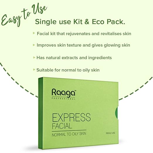 Raaga Professional Express Facial Kit (1+1) |Normal to Oily Skin|One time Facial Kit with 6 Sachets, 35gm facial Kits from HAVIN