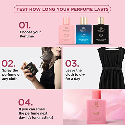 Bella Vita Luxury Rose Woman Eau De Parfum Perfume for Women with Black Currant, Vanilla, Jasmine|Floral & Sweet EDP Long Lasting Fragrance Scent 100 ML perfume from Bella Vita Luxury