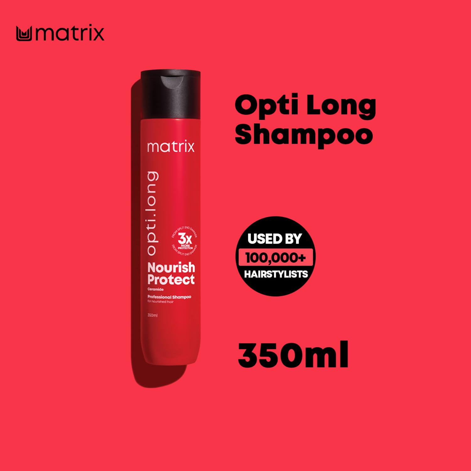MATRIX Opti Long Professional Shampoo |For healthy, long hair with nourished lengths and split ends protection | With Ceramide | For Long hair | Paraben Free, 350ml  from Matrix