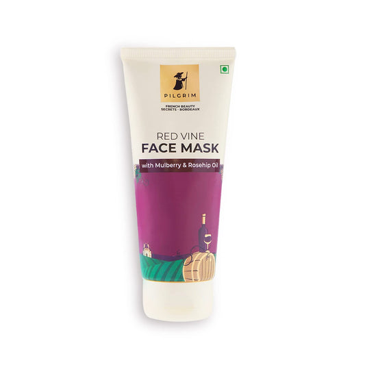 Pilgrim Anti Ageing Red Vine Face Pack & Mask Paste with Mulberry Extracts & Rosehip Oil for Glowing Skin, De-Tan, Dark Spots, Blackheads Removal, 100g face mask from Pilgrim